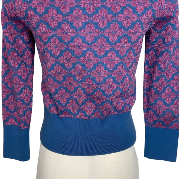 Kate Spade Spade Flower Polo Sweater XS Vibrant Blue Pink - Picture 12 of 14